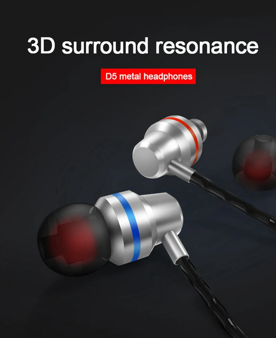 In-Ear Metal Earphone with Microphone HiFi Music Bass Earbuds Headphones Headset for Phone Computer PC MP3 3.5mm Wired Earphone  (9)