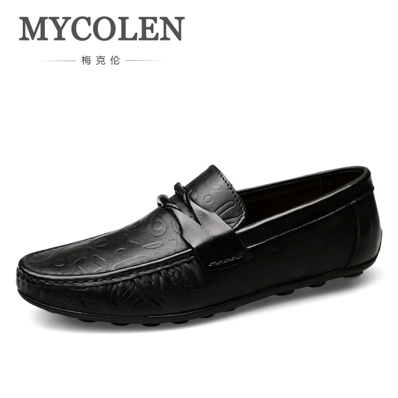

MYCOLEN New Fashion High Quality Comfortable Genuine Leather Loafers Round Toe Flats Shoes For Men Zapatos Hombre Vestir