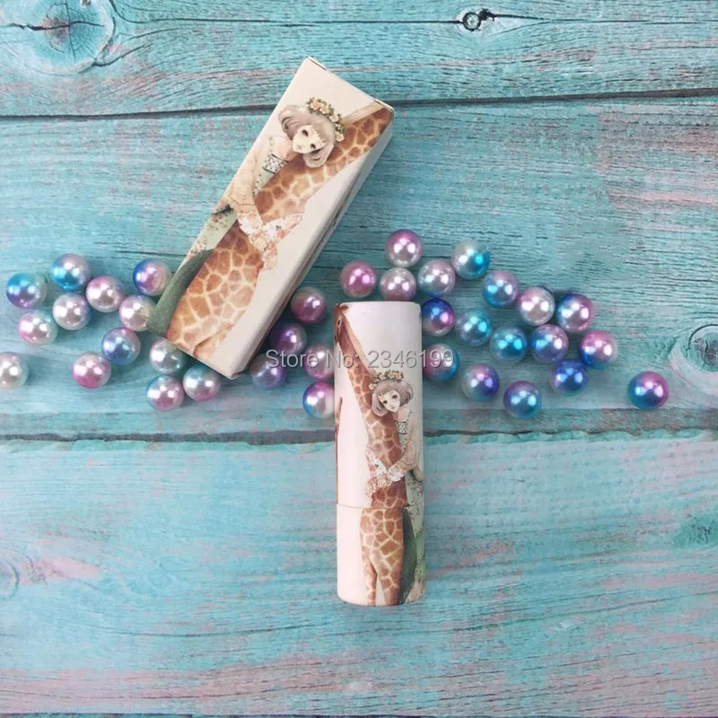 Papery Lipstick Tube 12.1mm Empty Lipstick Cosmetic Container Giraffe Girl Lipbalm Tube With Box Empty Papery Lipbalm Tube (5)
