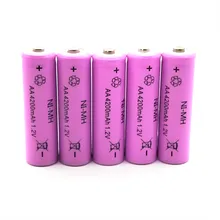 5 шт./лот AA Батарея никель-металл-гидридного AA 4200Mah 1,2 V 2A металл-гидридных или никель Перезаряжаемые батарейки АА Bateria Baterias