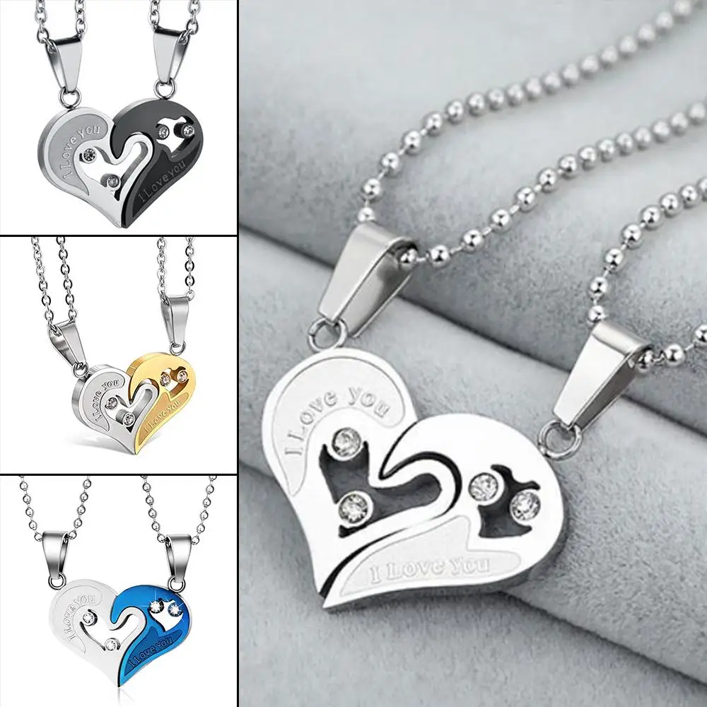 

Fashion Valentine Heart Shape Love Pendant Necklaces Chic Crystal I love you Necklace for Unisex Lover Jewelry Gift