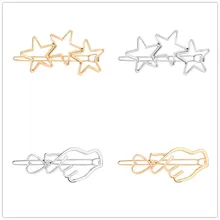 Timlee H049 New Simple Cute Hollowing Out Star Hand Heart Gesture Metal Hair Clip, Fashion Hair Accessory Wholesale