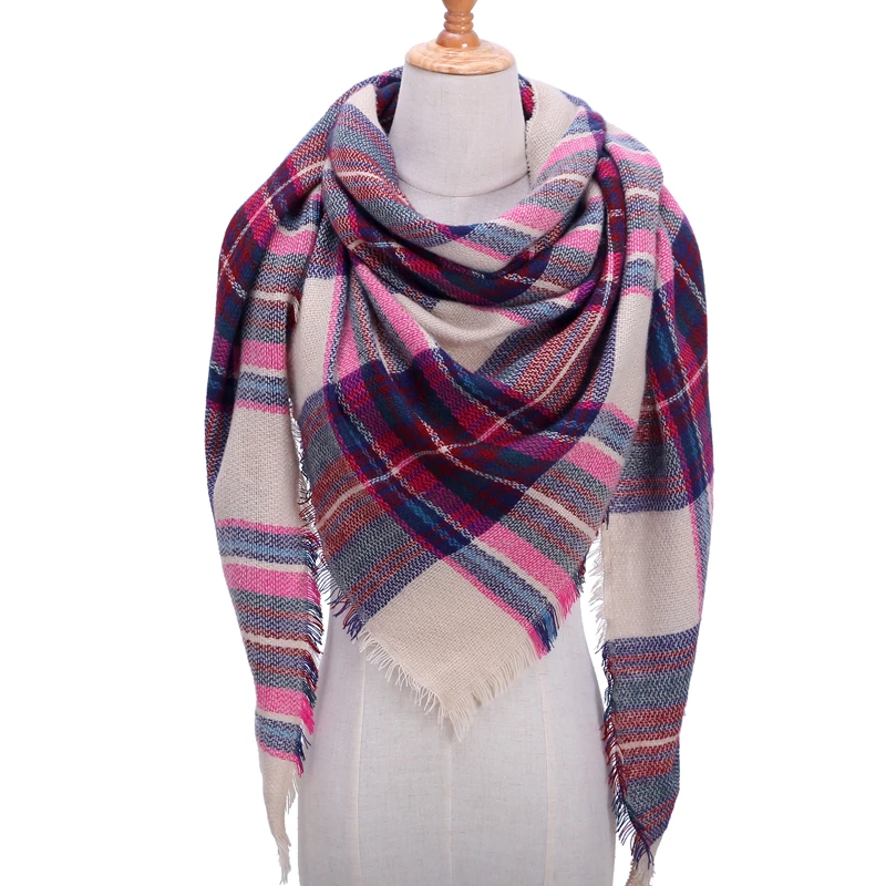 Женский дизайнерский шарф, вязанный весенний зимний клетчатый теплый кашемировый шарф, шали, роскошный бренд, бандана, Пашмина, женская накидка - Цвет: b22
