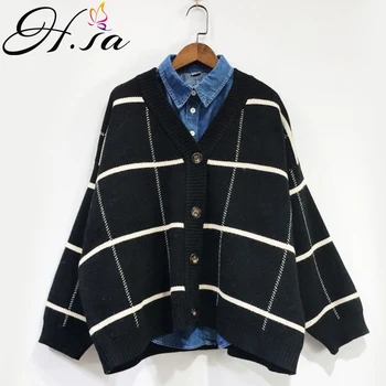 

HSA 2018 Women Sweater and Cardigans Vneck Casual Sweater Jumpers Single Breasted Batwing Sleeve Korean kimono jacket sueter