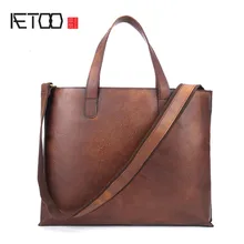 AETOO мужской большой портативный портфель импортный дубленый натуральная кожа сумка на одно плечо диагональная посылка мужской портфель