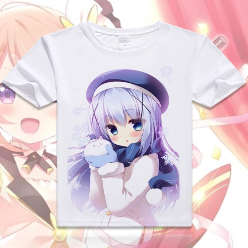 Является ли заказ кроликом? Футболка аниме Kafuu Chino Косплей Desu ka Gochuumon wa Usagi Desuka топы