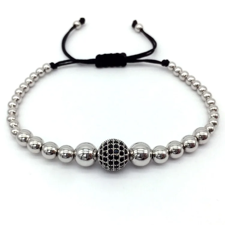 NAIQUBE New Charm Ball Bracelets& Bangles Braiding Macrame Men Bracelets Pave Black CZ Ball Connector Jewelry - Окраска металла: 3
