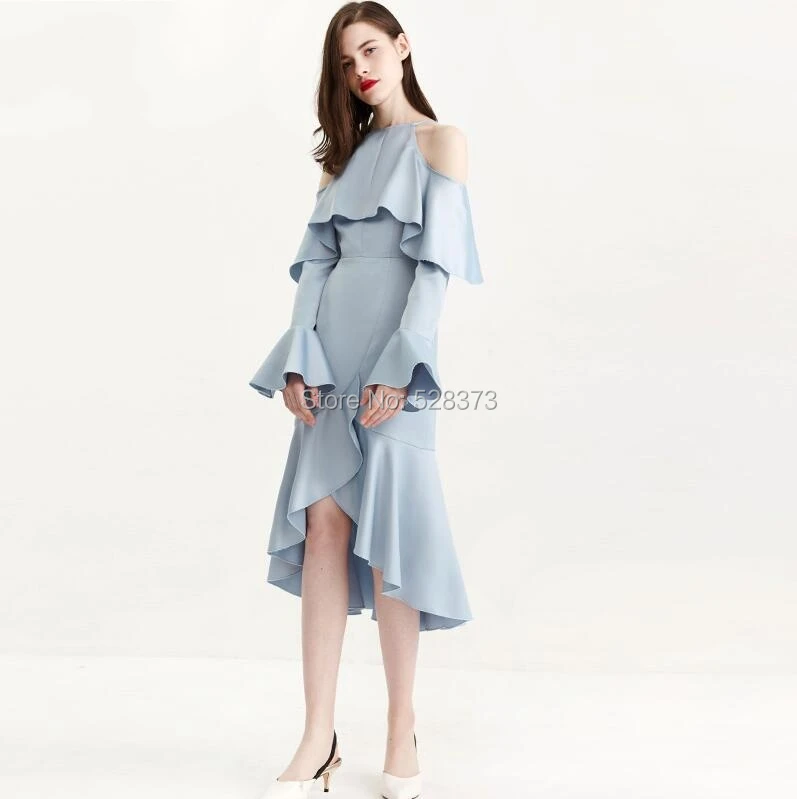 YNQNFS ED41 Robe De Soiree Vestidos реальные фотографии с открытыми плечами длинными рукавами