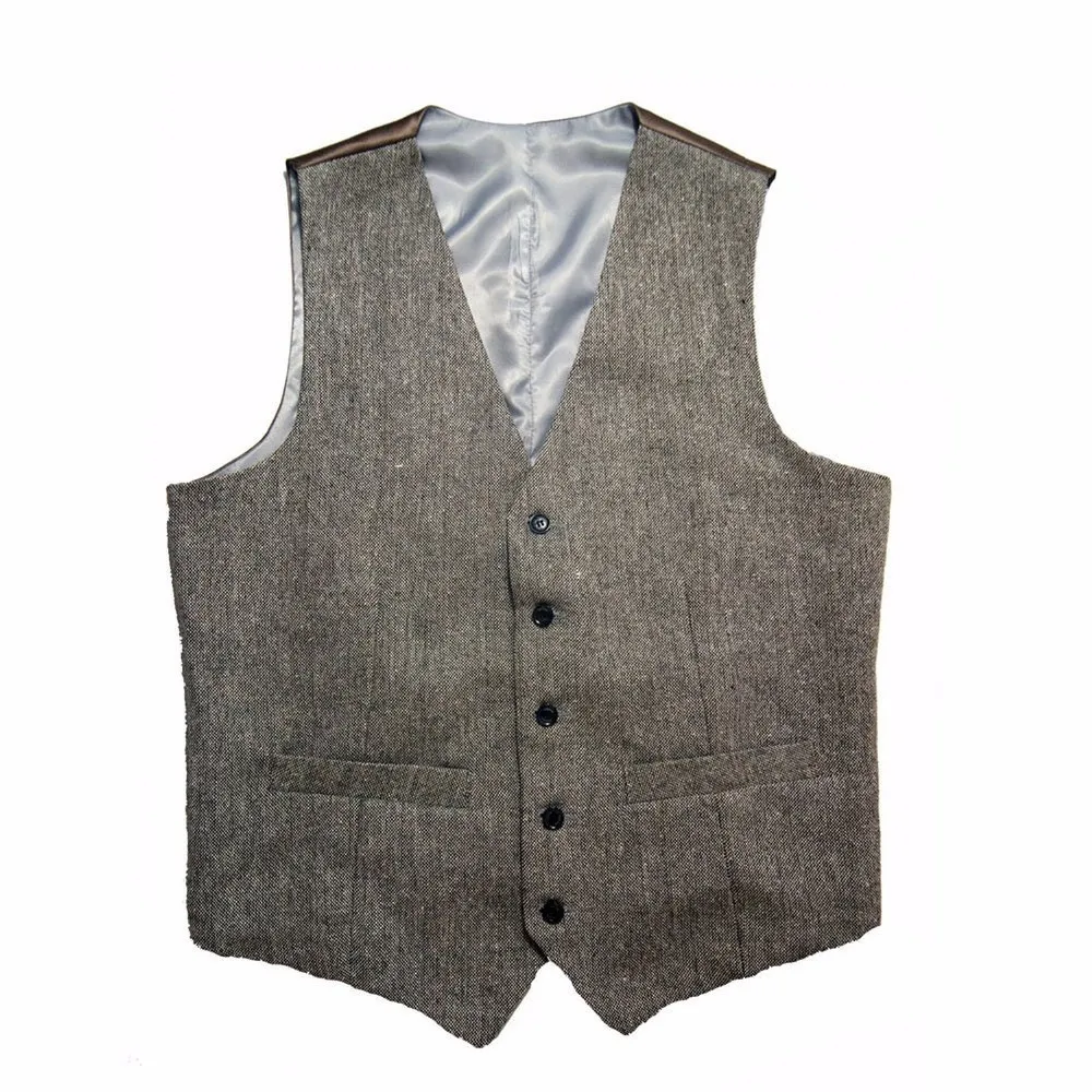 2018 Airtailors Light Grey Donegal Tweed Vest Men Suit