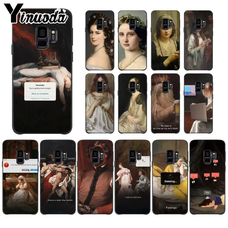 Yinuoda чехол для телефона из ТПУ с рисунком маслом девочек черный GALAXY s5 s7 edge s8 plus s9 s6 |