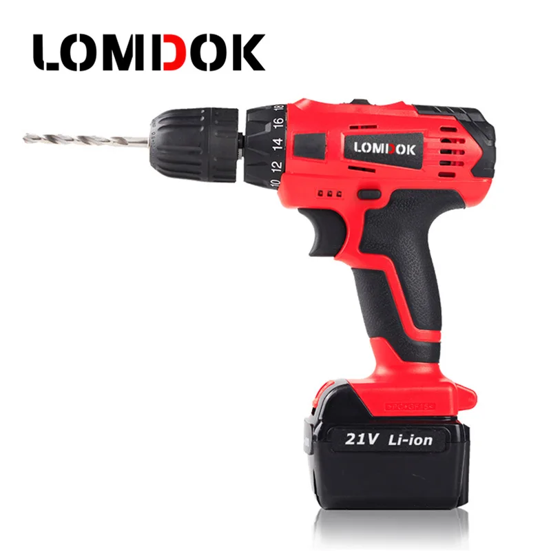 OK 21V Cordless drill Rechargeable lithium battery Home hand Electric