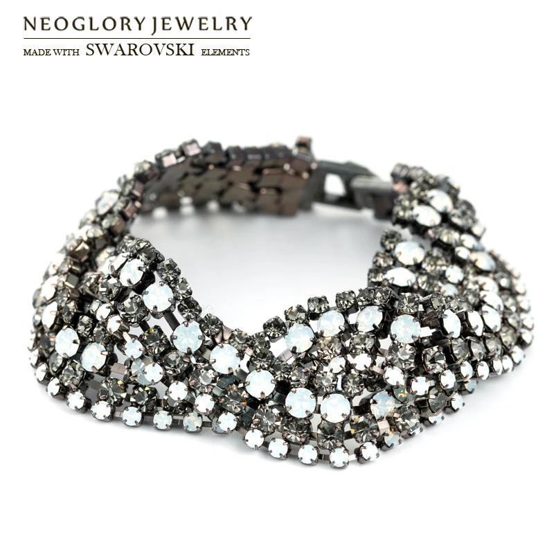 Neoglory MADE WITH SWAROVSKI ELEMENTS Rhinestone Bracelet Geometric Style Alloy Plated Classic Design Bangle Lady Summer Sale Neoglory MADE WITH SWAROVSKI ELEMENTS Rhinestone Bracelet Geometric Style Alloy Plated Classic Design Bangle Lady Summer Sale
