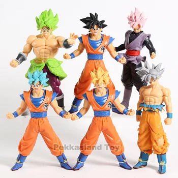 

6pcs/lot Dragon Ball Z Super Saiyan So Goku Blue Migatte no Gokui Goku Black Broli Zamasu Jiren Action Figure Model PVC Toy