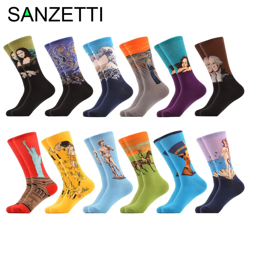 Sanzetti 12 пар/лот Для мужчин Красочные Multi Стиль хлопок Носки для девочек