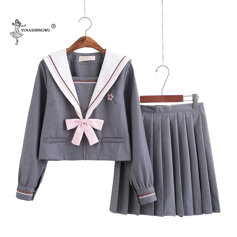Японская jk форма для колледжа форма для средней школы для девочек костюм моряка студентов аниме школьные костюмы серый комплект из 2 предметов юбка