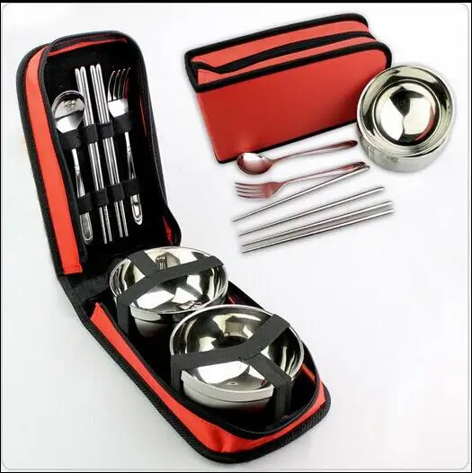 Outdoor tableware bowl stainless steel products portable camping double