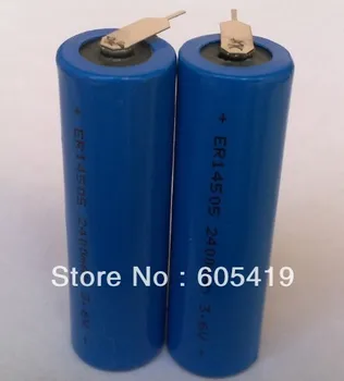 

1000pcs/Lot Soldering Weld pins ER14505 AA Li-SOCI2 3.6v lithium batteries 2400mAh with Pins for Security system