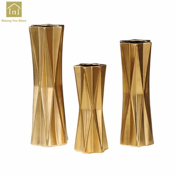 

Gold Ceramic Vase Nordic Home Decoration Vase Home Decoration Accessories Modern Flower Vases For Wedding Table QAB071