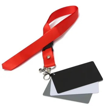 

Portable 3 Colors Black Gray White Balance Cards 18% Exposure Photography Cards Calibration Camera Checker with Neck Strap