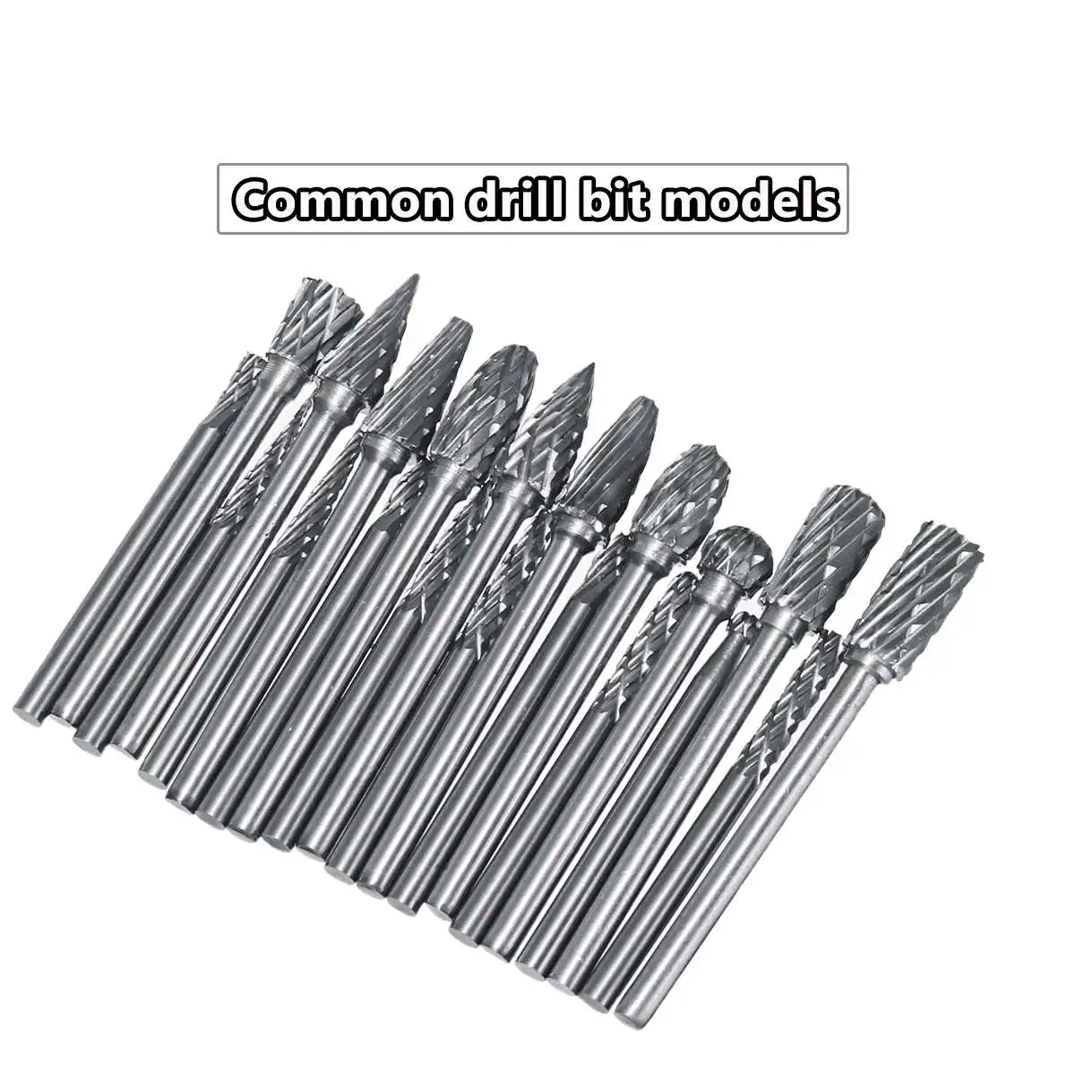 20Pcs Carbide Rotary Rasp Burrs Drill Bit Tungsten Steel Double Cut Files Grinder Shank Electric Grinder Replacement Accessories