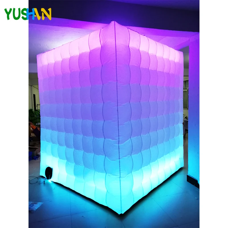 Clearance 2.1m cube 2 zip doors photo booth backdrop stand With 50*50cm Small window & LED strips Lights Cabin Tent For Event decoration 5