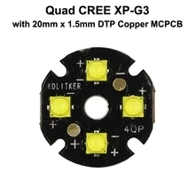 Quad Cree XP-G3 LED Emitter with KDLITKER 20mm x 1.5mm DTP Copper PCB(Parallel) w/ optics