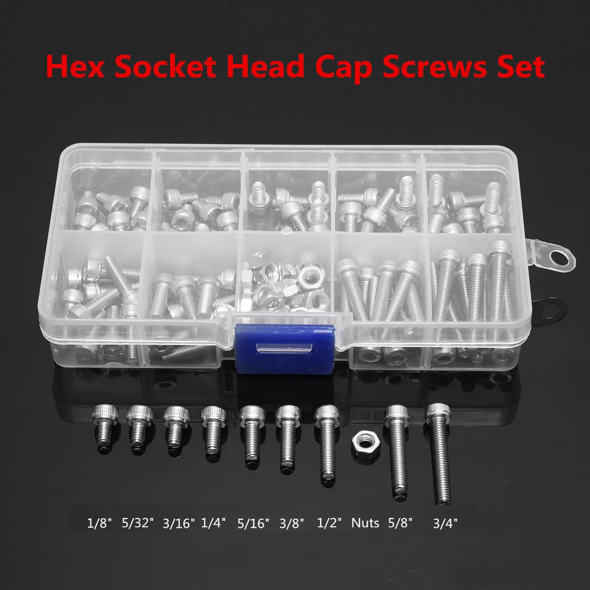 XNEMON 126pcs/set M3 Steel Head Screws Bolts Nuts Hex Socket Head Cap