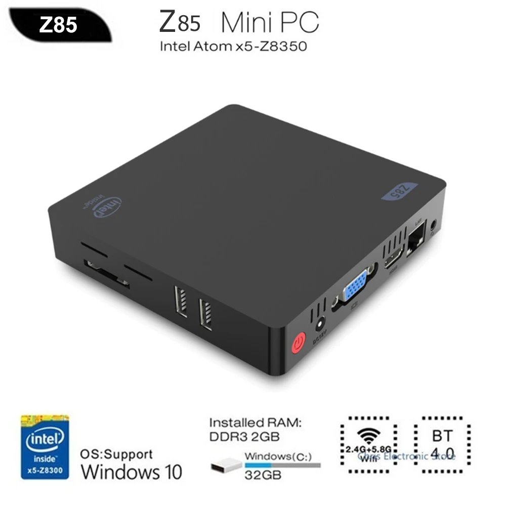 

Z85 Mini PC Windows 10 Intel Atom X5-Z8350 Quad Core 2G/4G 64G 1000M Dual WiFi Smart Set Top TV Box Media Palyer Minipc VGA Port
