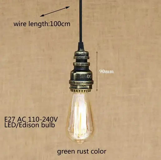 Лофт промышленный Железный водопровод паровой панк Винтажный подвесной светильник шнур E27 светодиодные подвесные светильники для спальни бара ресторана кухни - Цвет корпуса: green rust color