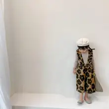 Новое поступление, комбинезоны с оборками для девочек осенние модные широкие штаны для девочек 2-7 лет, PX434