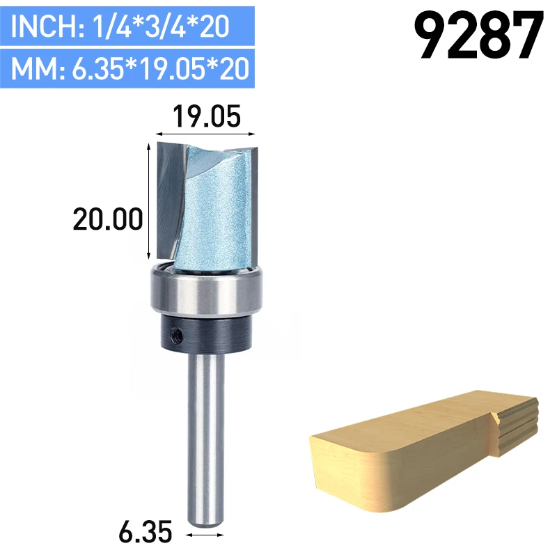 Boboalda 1 шт. подшипник заподлицо фрезы для дерева 1/" 1/4" хвостовик прямой бит Вольфрам деревообрабатывающий фреза инструмент - Длина режущей кромки: 9287