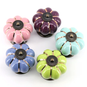 

5 PCS pumpkin Ceramic knob for Kids/ Children, Kitchen Ceramic Door Cabinets Cupboard knob and handles Dia 40mm