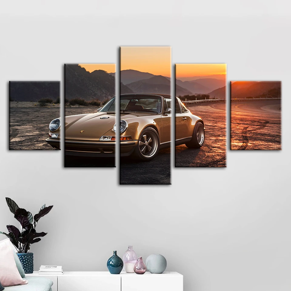 Canvas Modern Pictures Home Decoration 5 Pieces Cool Car Paintings Wall