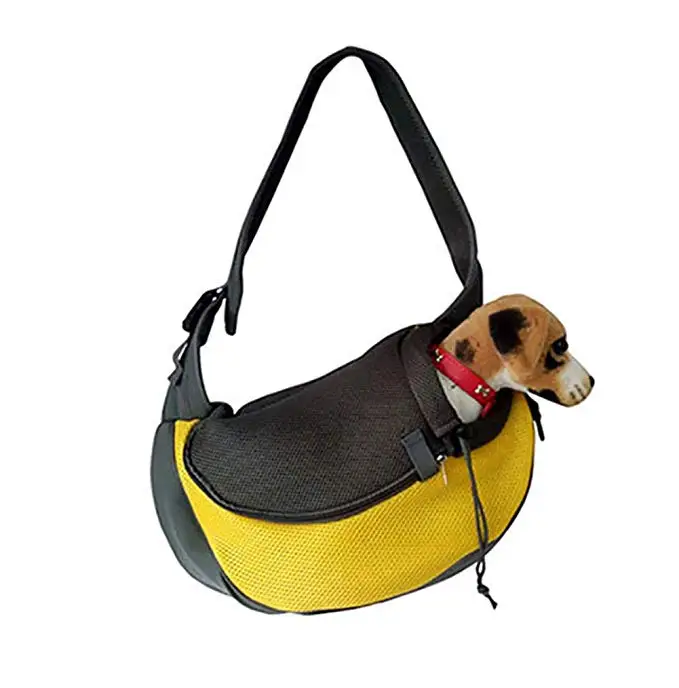 Переноска для домашних животных, сумка-тоут без рук, сумка для кошек на плечо, сумка-слинг с регулируемым мягким ремешком, Сетчатая Сумка для путешествий для собак - Цвет: Yellow