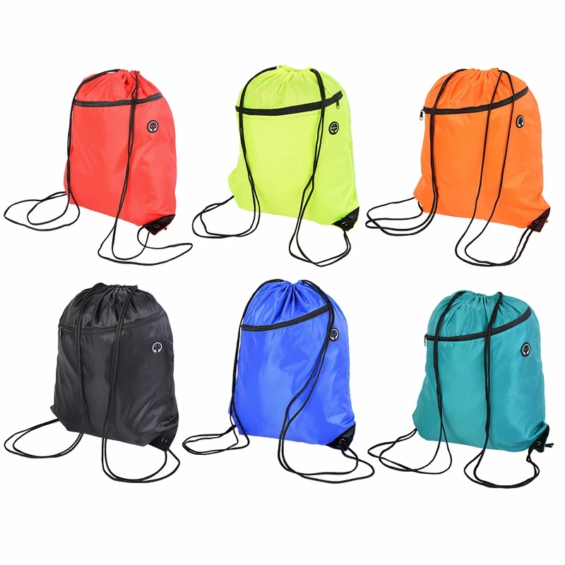 

SHUJIN Waterproof Drawstring Bag Solid Tote Camping Unisex Backpack Lightweight Gym Bag Casual Sports Women Men Outdoor Bags