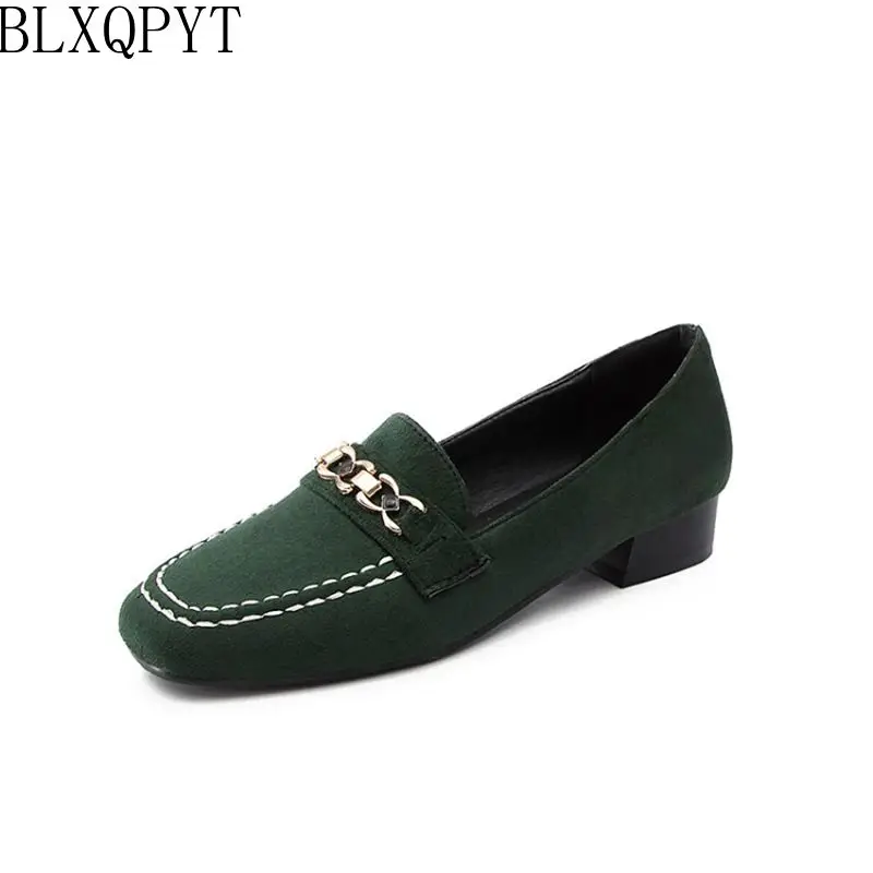 

BLXQPYT 2019 New Spring Autumn Casual shoes fashion Sale big & Small size 30-50 Women Square Toe Flock Leather Platform A-70