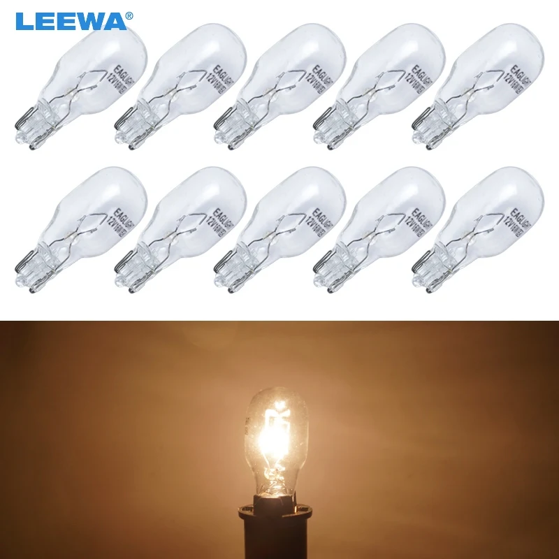 

LEEWA 10pcs Warm White Car T15 Wedge 12V 16W Halogen Bulb External Halogen Lamp Replacement Dashboard Bulb Light #CA1310