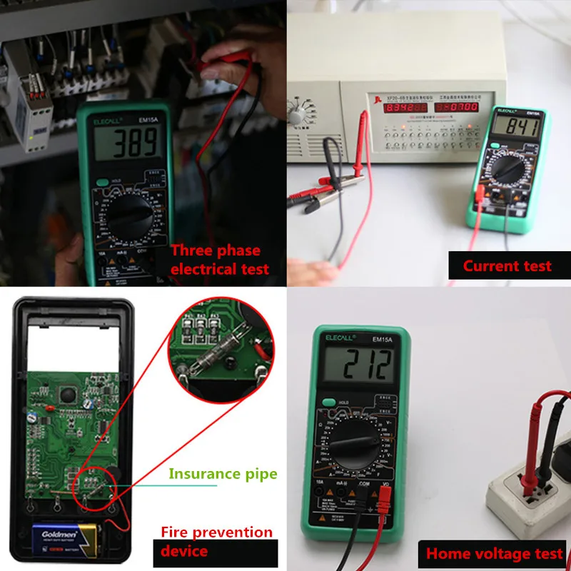 Цифровой мультиметр EM15A 2000 отсчетов ручной настраиваемый мультиметр ЖК-дисплей AC/DC тестирование тока