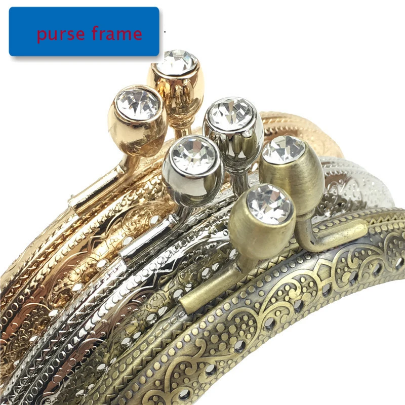 

DIY women coin bag making metal clasp diamond inlay kiss buckle knurling purse frame 10pcs/lot
