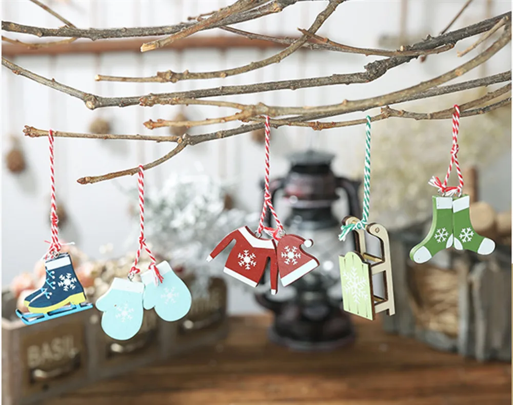 5 шт. рождественские деревянные подвески, украшения своими руками из дерева, елочные украшения, украшения для рождественской вечеринки, детский подарок на год