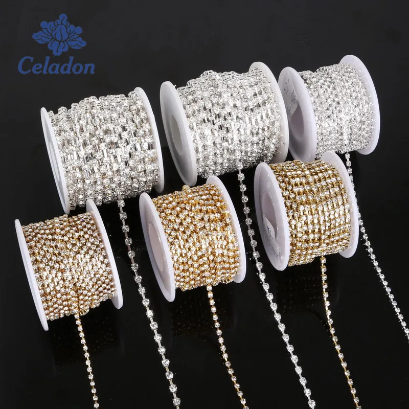 

10 yard Transparent Rhinestone For Cloth Applique Chain Bridal Wedding Dress Costume Trim DIY Sewing Accessories Clothes