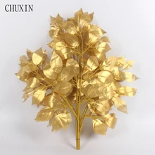 Искусственные растения, шелковые листья фикуса, искусственные цветы для свадебного украшения дома, отеля, магазина, вечерние аксессуары для декора, 12 шт./лот