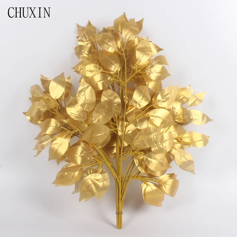 

Artificial Plant Silk Ficus leaves Fake flower For Wedding decoration for Home Hotel Shop Party Decor accessories 12PCS/LOT