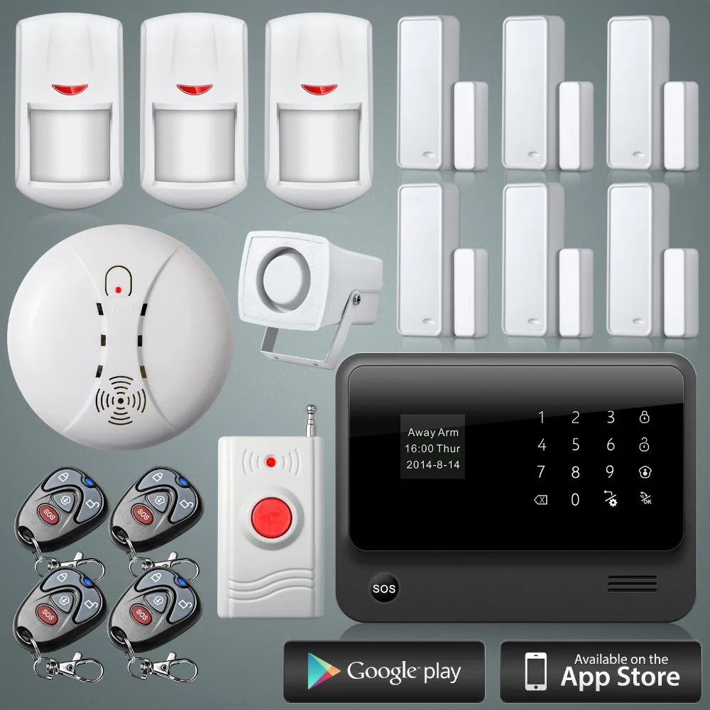 

Wireless&Wired 2.4G WiFi Alarm System GSM SMS Home House Security Inturder Alarm System Black Alarm Systems Security RFID keypad