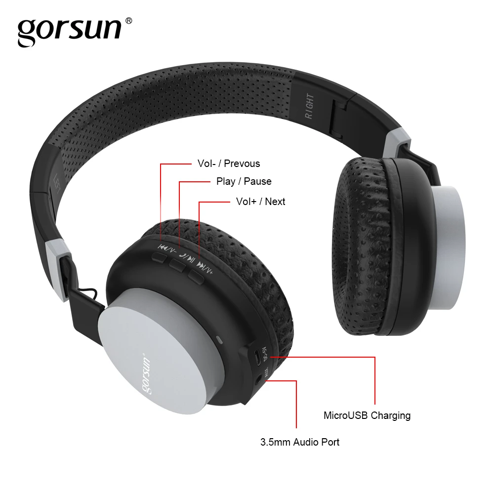 Bluetooth беспроводные наушники Gorsun E89 на ухо Легкие стерео спортивные складные наушники Встроенный микрофон для Iphone Xiaomi