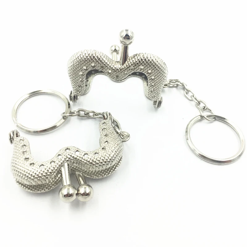 

1Pc Key Ring Key Chain Kiss Clasps Lock Purse Bag Handbag Handle DIY Accessories Silver Tone M Shape Metal Frame 4.6cm