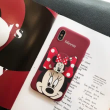 Nuevo 3D lindo Minnie titular de anillo funda para iPhone 6 s plus 7 7plus 8 8plus X XS X XR MAX 11 Pro de niña de dibujos animados de juguete teléfono coque capa