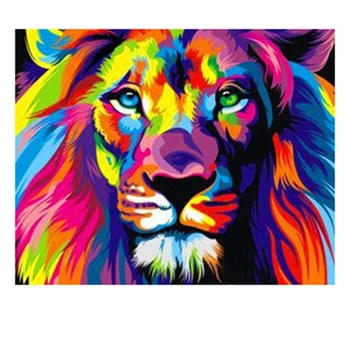 

Needlework full drill diamond embroidery Colorful lion 40x30cm 3d diamond mosaic cross sittch picutre of rhinestones wall decor