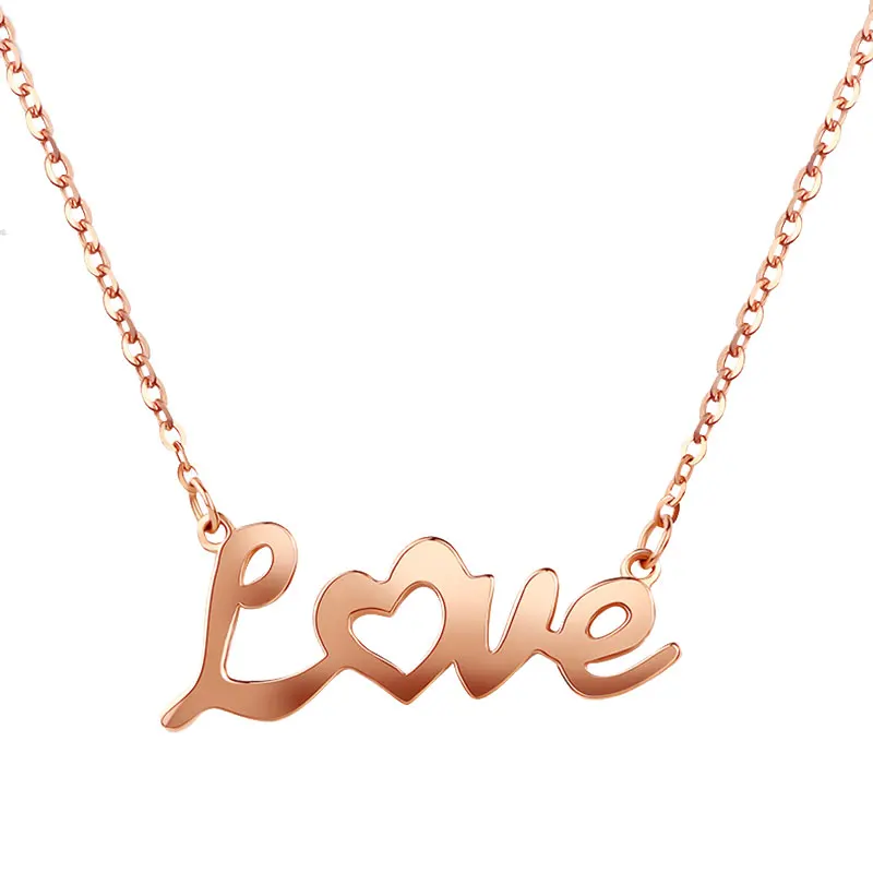 Love Initial Pendant Necklace Rose Gold Letter Monogram Charm Necklace Women Everyday Minimalist ...