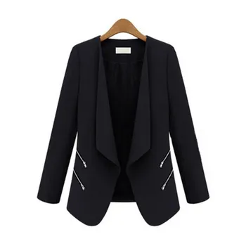 

Ladies Long Personality Zipper Long Sleeve Blazer Jacket Cardigan Blazer Women Single Button Suit Jackets